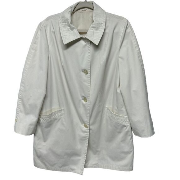 Vintage White Button Up Coat Light Jacket Fall Spring Coat Labcoat - Picture 1 of 8